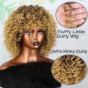 Fluffy Golden Afro Kinky Hair Wig